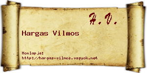 Hargas Vilmos névjegykártya